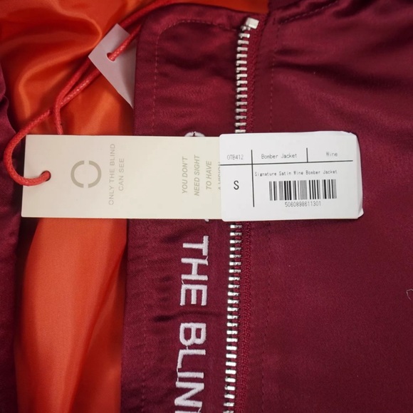 ONLY THE BLIND • Signature Satin Wine Bomber Jacket Coat - Picture 6 of 7
